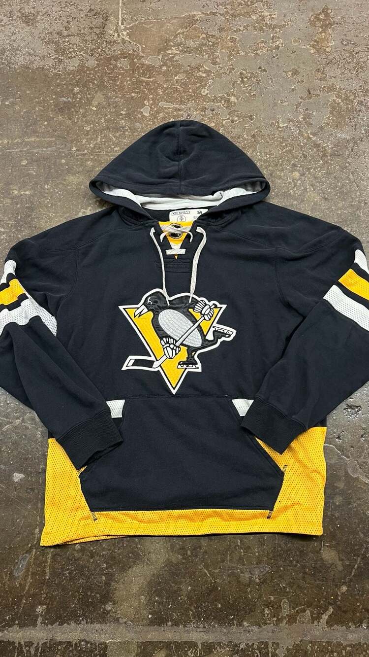 CCM Pittsburgh Penguins NHL Lacer Hoodie Sweatshirt Black Men's Medium